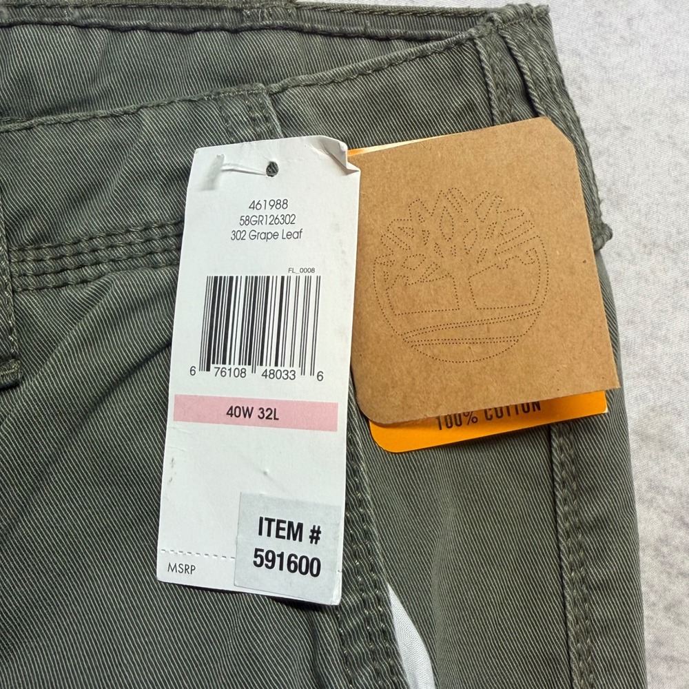 NWT Timberland Straight Fit Mens 40x32 Grape Leaf Green Cotton Chino Work Pants - Picture 5 of 11